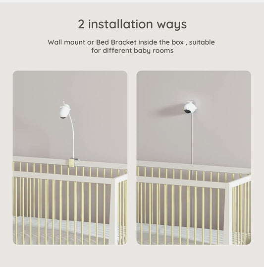 Simshine Smart Baby Monitor WiFi Smartphone AI Cry Soothing Lullaby Sleep Breathing Analysis 2K UHD Video Camera 2-Way Talk Night Vision Virtual Fence