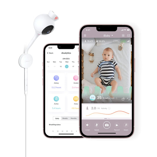 iBaby Smart Baby Breathing Monitor - with Camera and Audio Tracking Babys Breathing Sleeping Movement. i2 Wi-Fi Video Baby Monitor Contactless Work with Smartphone.