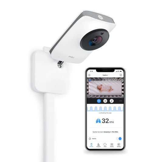 Miku Pro Contact-Free Breathing & Sleep Tracking Monitor - Real-Time Smart Baby Monitor & Wall Mount - HD Video Baby Monitor with Camera & Audio Night Vision Humidity & Temperature - Two-Way Talk