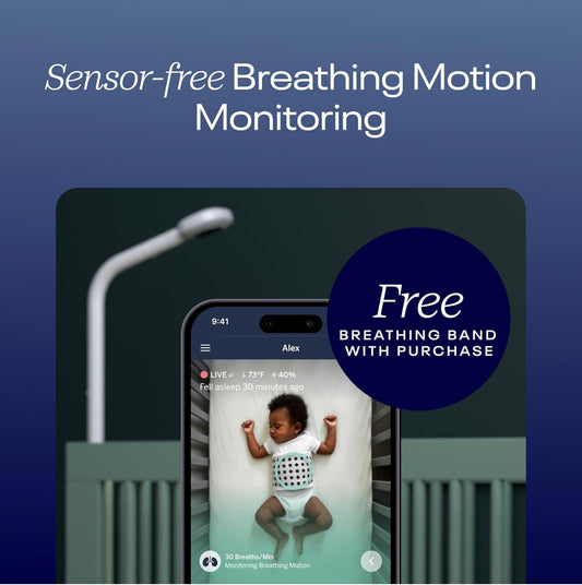 Nanit Pro Smart Baby Monitor & Wall Mount - 1080p Secure Wi-Fi Video Camera Sensor-Free Sleep & Breathing Motion Tracker 2-Way Audio Sound & Motion Alerts Night Vision and Breathing Band - Silver