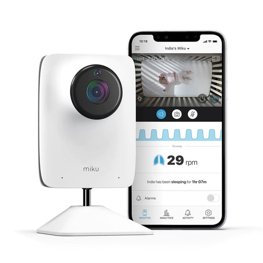 Miku Smart Baby Monitor - Breathing & Movement Monitor - HSA/FSA Approved - Real-Time Breathing & Sleep Tracking - HD Video & Audio Night Vision Two-Way Talk Sound Humidity & Temperature