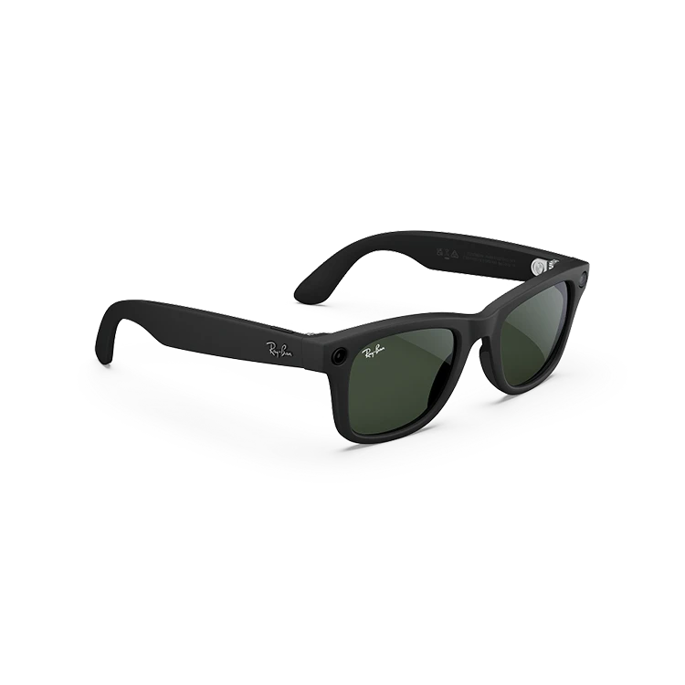 AI Meta Regular Square Sunglasses Wayfarer Matte Black / G15 Green Transitions Regular