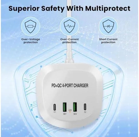Charging Station 40W4Port USB Charging Station Multiple USB Charger Station Charging Station for Multiple Devices Multi USB Charging Station Chargers for Multiple Devices Multi Charging Station