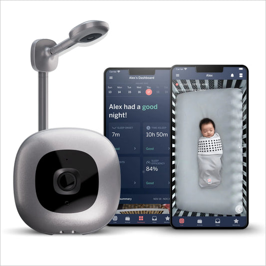 Nanit Pro Smart Baby Monitor & Wall Mount - 1080p Secure Wi-Fi Video Camera Sensor-Free Sleep & Breathing Motion Tracker 2-Way Audio Sound & Motion Alerts Night Vision and Breathing Band - Silver