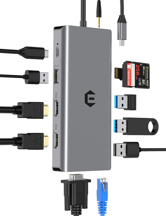12 in 1 USB C Docking Station Tymyp USB C Hub 2 * 4K HDMI
