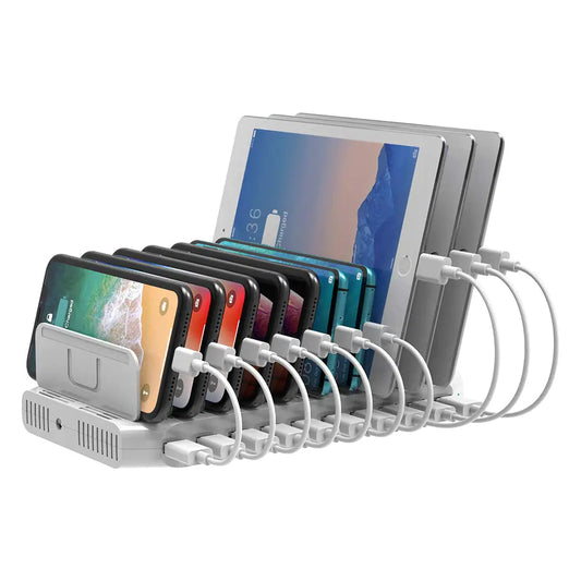 Unitek Phone Organizer and Charging Station for Multiple Devices 10 Port USB Charging Station Dock with Adjustable Dividers and Smart IC