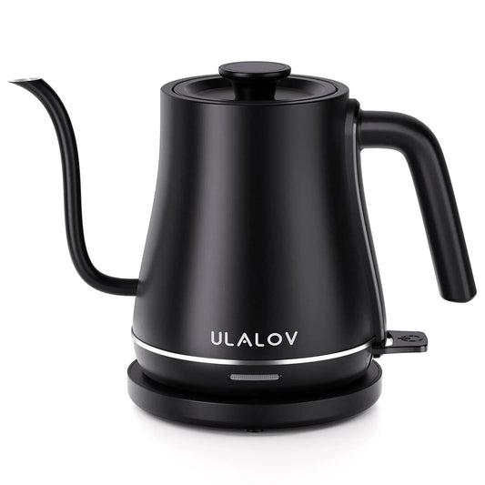 Ulalov Electric Kettle 1L Gooseneck Water Kettle Quick Heating for Pour Over Coffee & Tea Stainless Steel Hot Water Boiler with Auto Shut-Off Boil Dry Protection Matte Black1200W