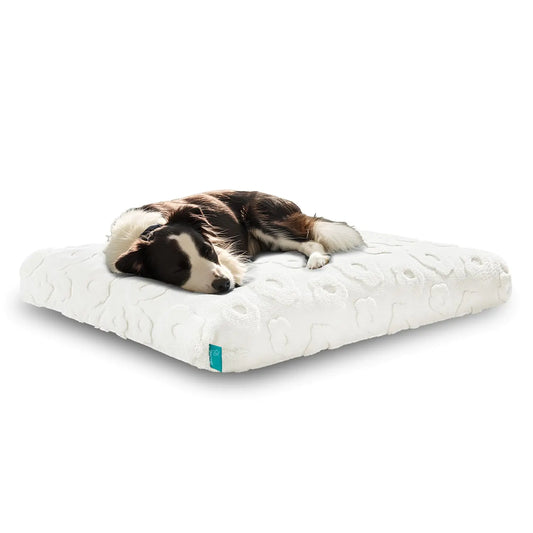 Large Dog Bed Orthopedic Dog Bed for Large Sized Dog Washable and Waterproof Dog Crate Bed with Egg Crate Foam ＆ Shredded Memory Foam Cute Large Size Dog Bed Pets (White (36x27x4 in))