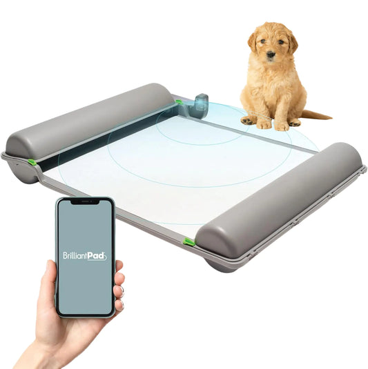 BrilliantPad Smart Indoor Dog Potty for Small Pets | Self Cleaning with Odor Control AI Health Monitoring Puppy Training Alternative to Grass Turf | Includes 1 Absorbent Pad Roll & Smartphone App