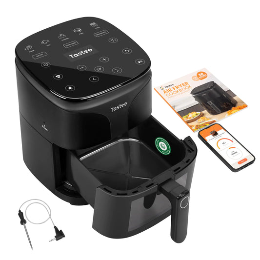 Tastee Ceramic Air Fryer 8-in-1 Compact 5.5QT AirFryers 450°F Digital Airfryer Dehydrator with Smart Probe 24 Presets One-touch Cooking In-app Recipes with Window Dishwasher-safe & Non-stick